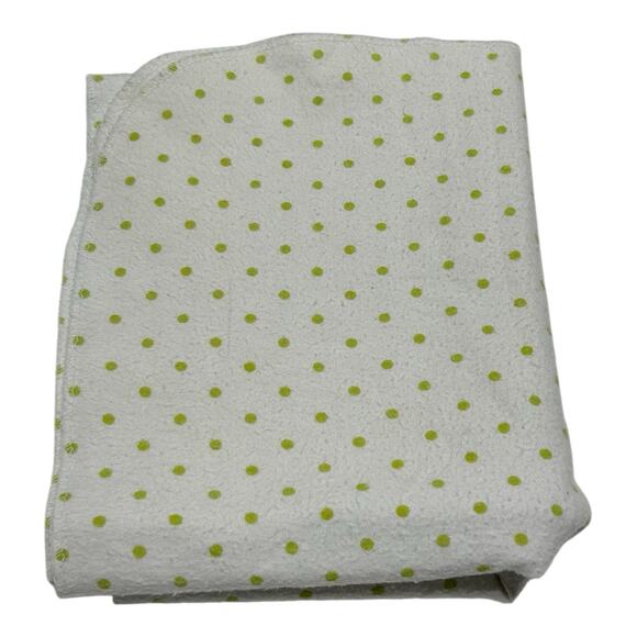 Carter's Green White Polka Dots Baby Receiving Blanket Flannel Cotton - Picture 1 of 5